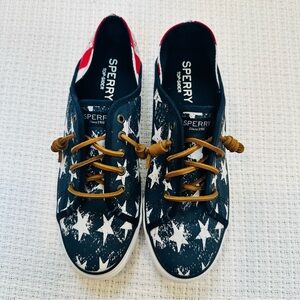 Sperry Top Sider Boat Shoes “Stars & Stripes” Canvas Shoes -Size 8